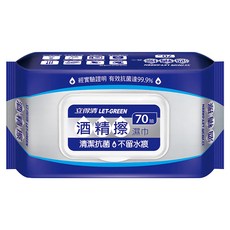 Let-Green 立得清 酒精擦濕巾, 70張, 12包