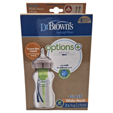 Dr.Brown's OPTIONS+ 玻璃寬口兩用奶瓶 大 2瓶, DB92700, 270ml, 1盒