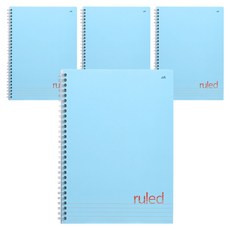 Double A 可撕式左翻橫線筆記本, 天空藍, 4個