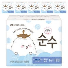 좋은느낌 순수 울트라 슬림 생리대 날개형, 대형, 16개입, 6개