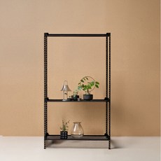 아임랙 조립식 철제 녹방지 화분선반 슬림랙 800 x 400 x 1500 mm + 휨방지보강대 3p 세트, 무드블랙, 3단