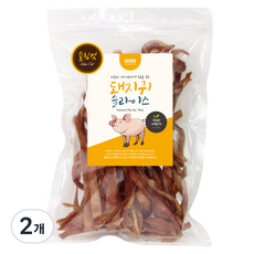 웁스 강아지 국내산 슬라이스 슬림컷 간식, 돼지귀, 150g, 2개