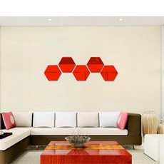 Haemil 感性居家裝飾貼紙 鏡子 壓克力鏡 70 x 80 x 40 mm 5入, 紅色