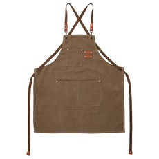 卡特屋 日系成人工作圍裙 加厚工裝款 耐磨防油防水塗層, 咖啡色, 1件