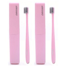 UPURITY 攜帶式牙刷 2入+保護殼 2入 01號 粉色, 1套