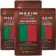 맥심 원두커피 시그니처 블렌드 풀 밸런스, 커피메이커, 200g, 3개