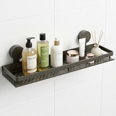 Hanbomnuri 吸盤式浴室一字層架, 深灰色, 1個