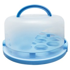 TRIARROW 三箭牌 中手提蛋糕盒 附杯子蛋糕架 27.6x27.6x14.5cm, 藍色, 1個