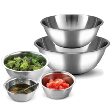 AHOYE 多功能不鏽鋼調理盆 沙拉碗, 料理盆5件, 25 x 25 x 9cm, 1組