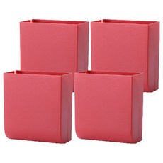 壁掛式收納盒, 紅色, 4個
