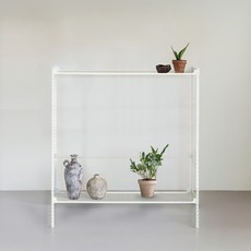 아임랙 녹방지 화분선반 슬림랙 ㄷ자 보강대 + 휨방지 보강대 2p 세트 1000 x 400 x 1200 mm, 크림 화이트, 2단