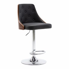 E-home Trey 特雷曲木 PU拉扣可調式吧檯椅 TFC104A-blk 尺寸W50xD48xH94-115 CM, 黑色, 1個