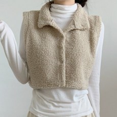 Lalaon 保暖羊羔毛高領刷毛短版背心 25TSP3243