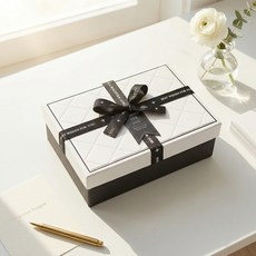 Lead home The Best 緞帶包裝禮物盒 中, 白色, 2個