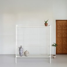 아임랙 녹방지 화분선반 슬림랙 ㄷ자 보강대 + 휨방지 보강대 2p 세트 1000 x 300 x 1200 mm, 크림 화이트, 2단