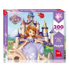 Disney 迪士尼 兒童拼圖 200片 迪士尼新款幼兒童200片紙盒平面拼圖 兒童玩具 益智玩具 學習拼圖蘇菲亞1919, 1入