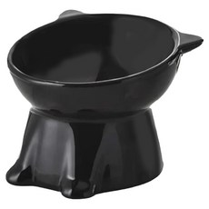 寵物陶瓷碗 12號雙耳高腳碗, 黑色, 1個