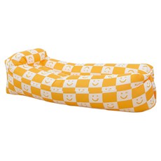 LoHoY 野餐必備草地便攜空氣沙發頭枕款, 黃色微笑