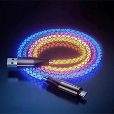 행복앤 자체발광 RGB 고속 급속 충전 케이블 USB-C, 1m, 혼합색상, 1개