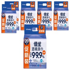 US baby 優生 酒精濕巾 超厚型, 3包, 6袋