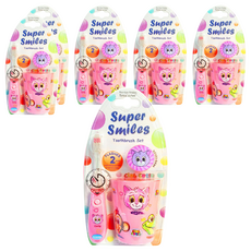 Vibrite 兒童 LED 定時牙刷 + 牙刷杯 + 刷頭套 Pinky Nyong, 6組