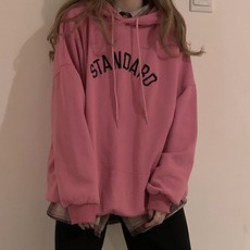 베이직 스탠다드 레터링 자수 임산부 루즈핏 후드티