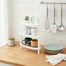 MF스토어 조립식 멀티 다용도 미니 커브형 선반 화장품 욕실 정리함, 화이트, 3단