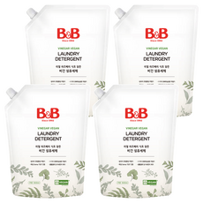 비앤비 리얼 라즈베리 식초 담은 비건 섬유세제 무향 리필, 1.5L, 4개