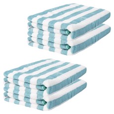 條紋海灘毛巾毛巾 浴巾 沐浴毛巾 玩水游泳 RKU-SSAC05 L, 4個, 綠色