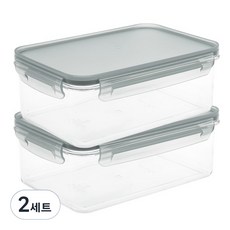 생활엔 클리어 차곡차곡 모듈러 밀폐용기 그레이, 3세트, 2.2L (2P)