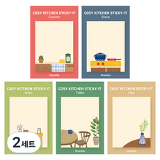 Monolike 便利貼 Cozy Kitchen 5件組, 櫃檯, 爐子, 烤箱, 桌子, 花瓶, 2套, 50枚入