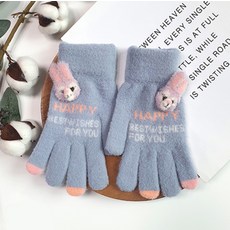woojooi 兒童快樂兔子毛絨手套