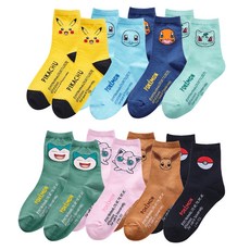 ONEDER 旺達棉品 寶可夢系列童襪 8雙組 舒適透氣 親膚材質, 寶可夢, 19~21cm