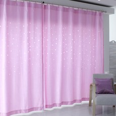 星星圖案遮光長窗簾, 粉色的