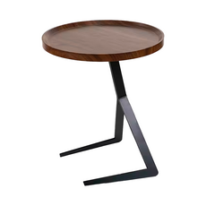 FAmILyLIFE 生活 木冶山居 Carmel圓形ㄈ型茶几/邊几 WO-021-WA 50 x 60cm, 胡桃木