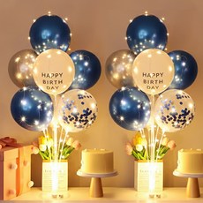 스타리움 라이트 미니 스탠드 생일파티풍선 세트, 화이트블루, 2세트