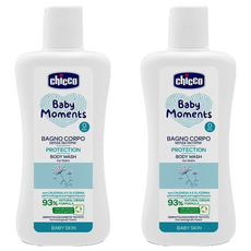 Chicco 寶貝嬰兒植萃泡泡浴露, 93%天然成分來源, 金盞花萃取, 保濕潤膚, 溫和不刺激, 敏感肌適用, 200ml, 2瓶