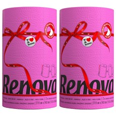 Renova 廚房紙巾 粉紅色, 120張, 2捲