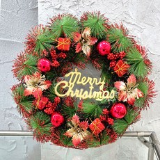 Garden It聖誕圓形花圈+燈泡裝飾組, 04 Gift Box(35cm), 1組