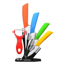 新錸家居 炫彩陶瓷刀具組 含底座, 1組, 顏色隨機