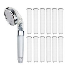 Reverence 噴射水壓微過濾蓮蓬頭 + 12入濾芯組, 1組, 白色