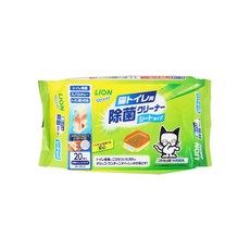 LION 獅王 寵物廁除菌清潔巾 貓砂盆專用, 較厚紙巾, 99.9%強力消臭, 植物性成分, 20張, 1包
