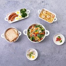 PRELUDE 雙耳陶瓷餐盤組 6入, 5種, 單一顏色