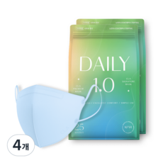 CLA 코리아 데일리 보건 컬러 새부리형 마스크 어린이용 KF94, 25개입, 4개, 시에라블루