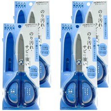 KOKUYO 國譽 Donga PMS KOKUYO FIT SAXA 氟塗層帽子剪刀, 4個, 藍色