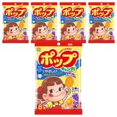 FUJIYA 不二家 棒棒糖 橘子&葡萄口味 8支入, 5袋, 48g