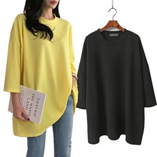 빅걸스토리 여성용 빅사이즈 소울 라운드 박스핏 무지 기본 티셔츠 2p 세트