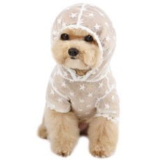 Grooming Dog 寵物防蟲星星口袋連帽T恤, 1個, 白色