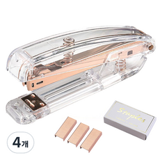 Bakojel 壓克力釘書機 透明外殼釘書機 + 1000入釘書針, 4個, 玫瑰金