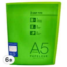 KyOKUTO A5 20孔薄型3用資料夾, 綠色, 6本